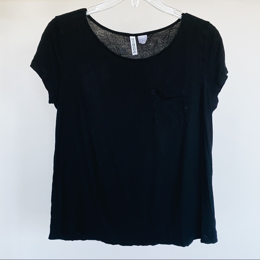DIVIDED Soft Black Pocket Comfy Lounge Tee Shirt